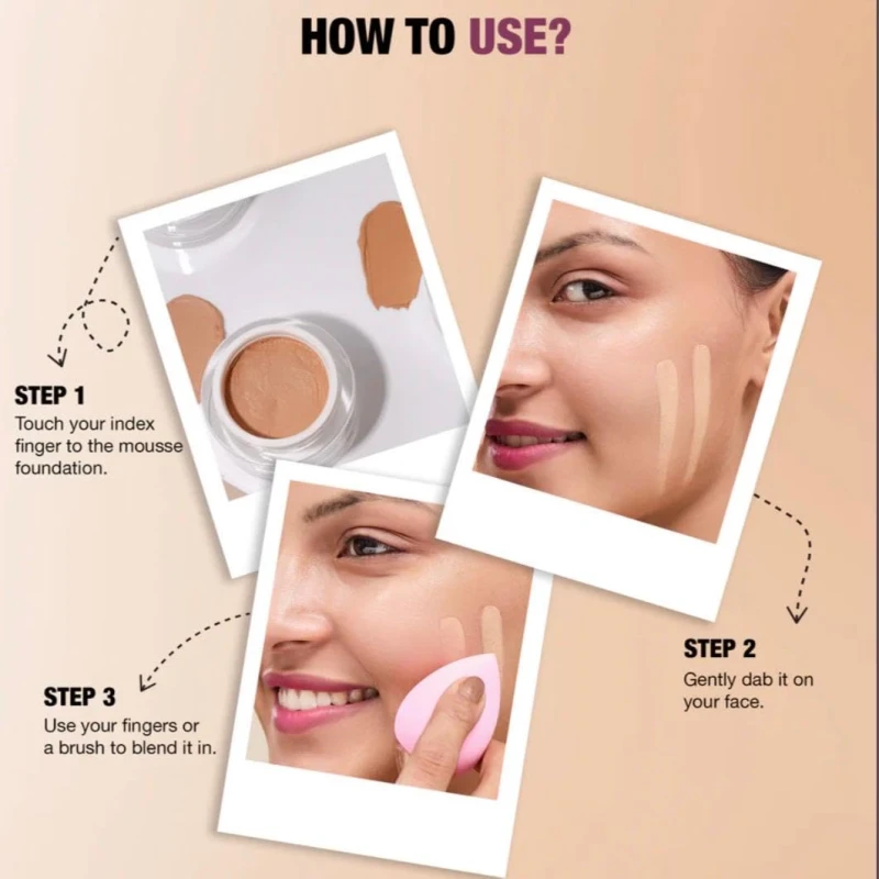 H/R Mousse Dream Foundation Lightweight Matte Finish Cream Foundation with Moisturizing Formula for Flawless Natural Coverage, Long Lasting Face Makeup for Women (Fair) thumbnail 6